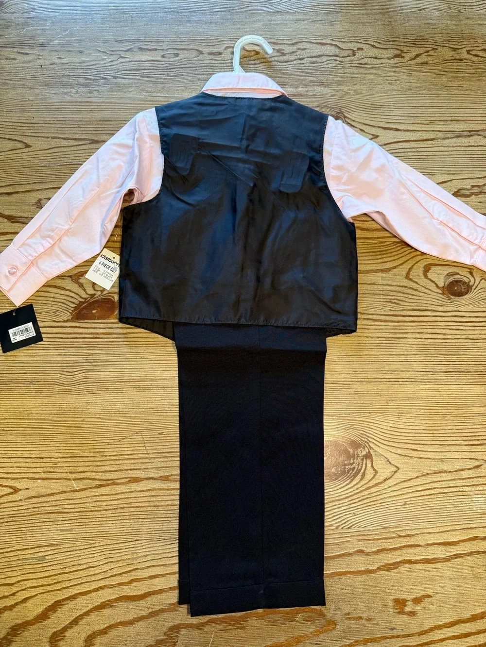 Claiborne Black Pinstripe Vest Suit with Light Pink Shirt